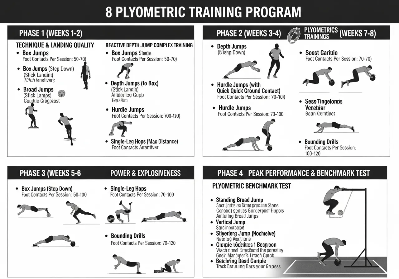 8-week plyometric program four phases contacts per session foundation reactive complex training