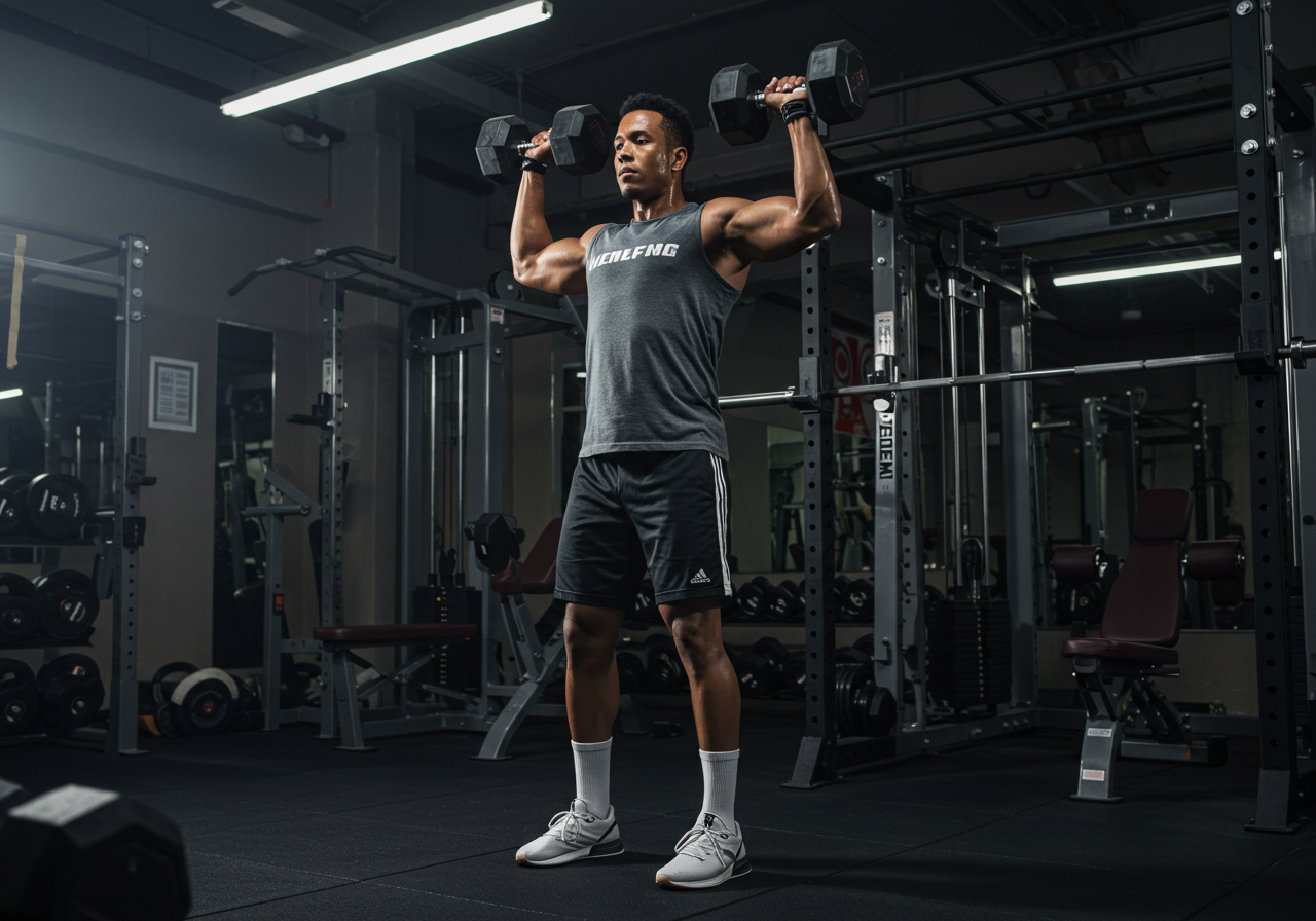 Shoulder Press: Overall Shoulder Muscle Development (Dumbbell, Barbell, Machine)