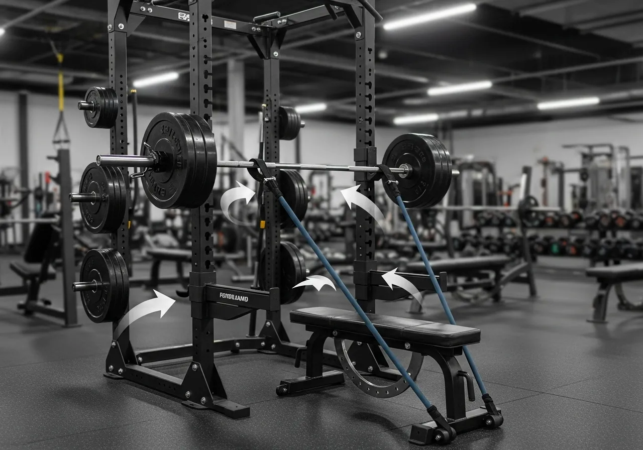 accommodating resistance bands barbell squat deadlift bench press power