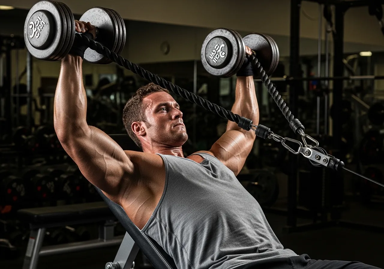 advanced overhead tricep extension incline dumbbell cable rope pause lengthened position programming