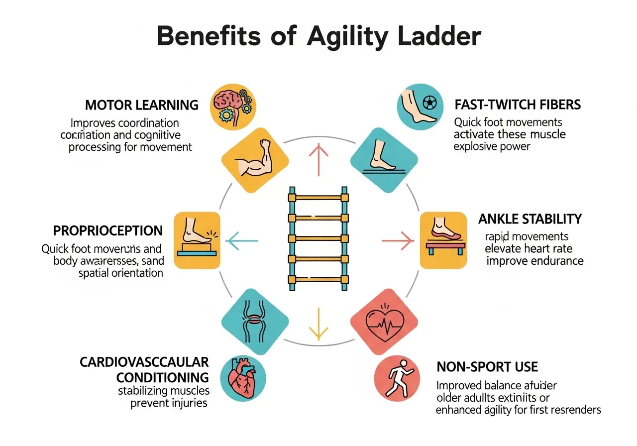 agility ladder training benefits guide showing motor learning gap fast-twitch stimulus proprioception cardiovascular conditioning non-athletes