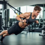 TRX Suspension Training: Build Functional Strength Anywhere With Just Two Straps athlete performing TRX suspension training row back exercise gym