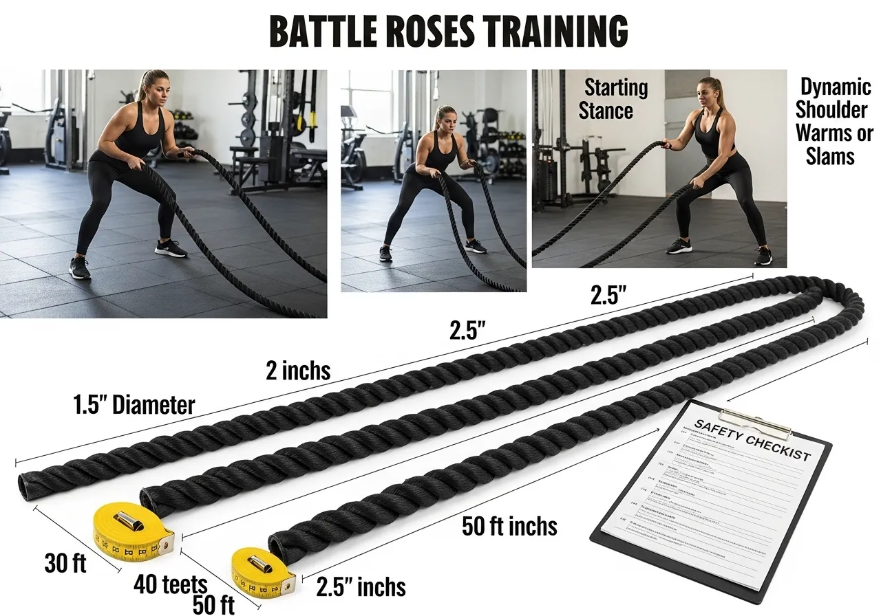 battle rope equipment selection safety starting position technique warm up