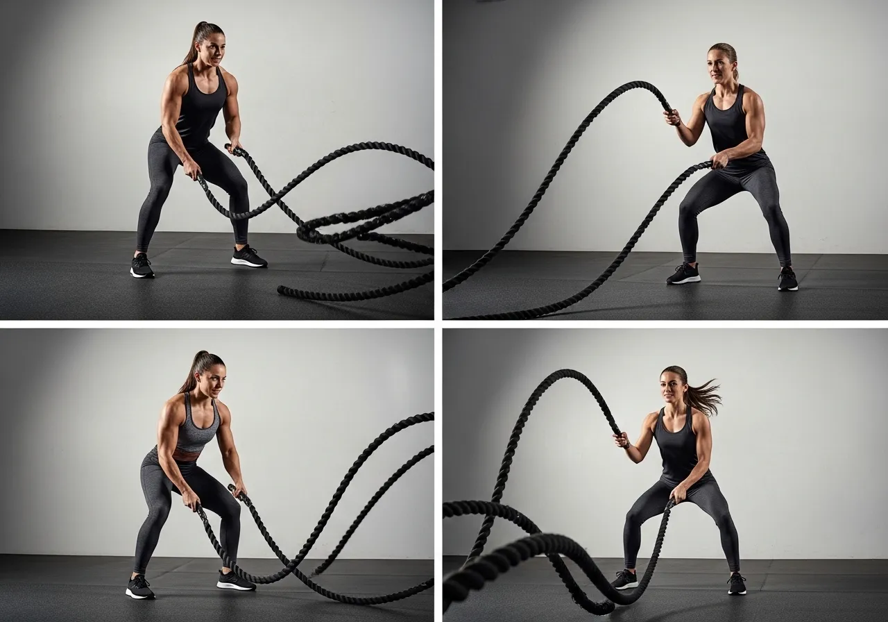 battle rope exercises alternating waves slams circles lateral variations