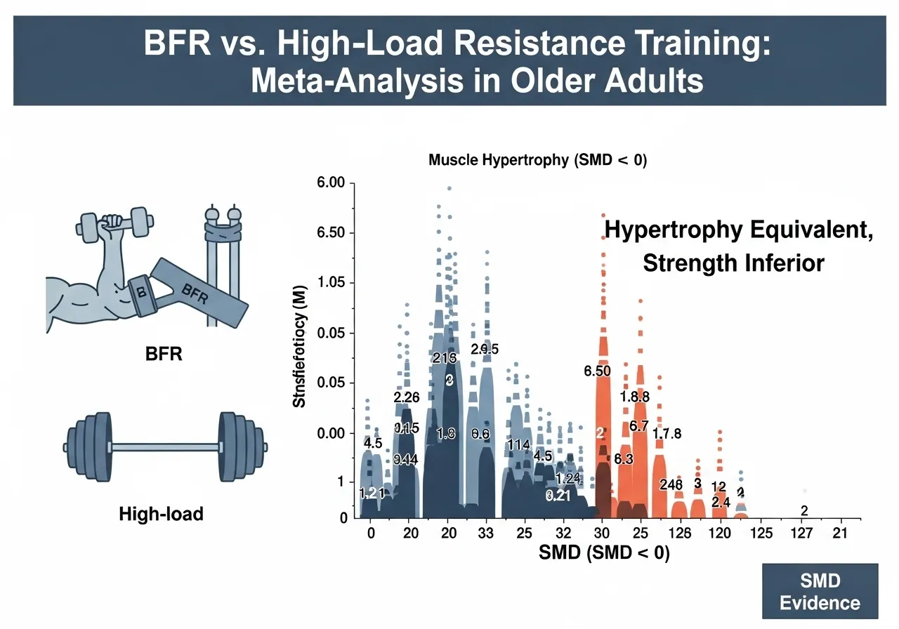BFR vs high load resistance training meta-analysis hypertrophy equivalent strength inferior older adults SMD evidence