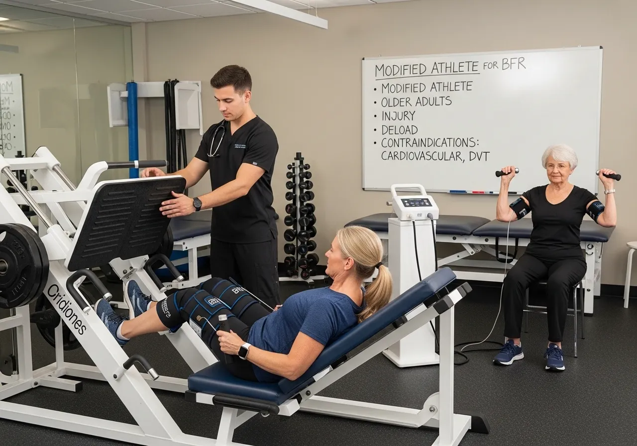 BFR who should use rehabilitation older adults injury modified athlete deload contraindications cardiovascular DVT