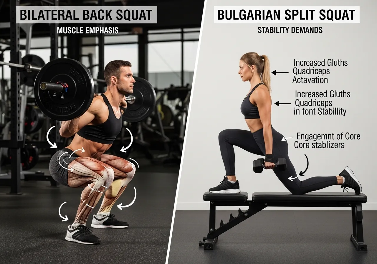 Bulgarian split squat bilateral asymmetry strength imbalance unilateral benefits