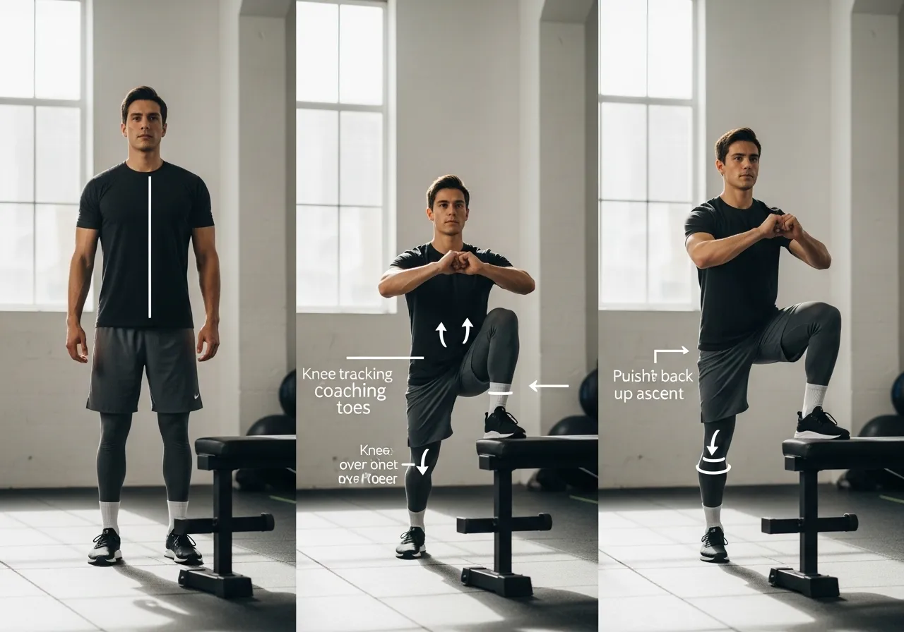 Bulgarian split squat technique descent ascent knee tracking form