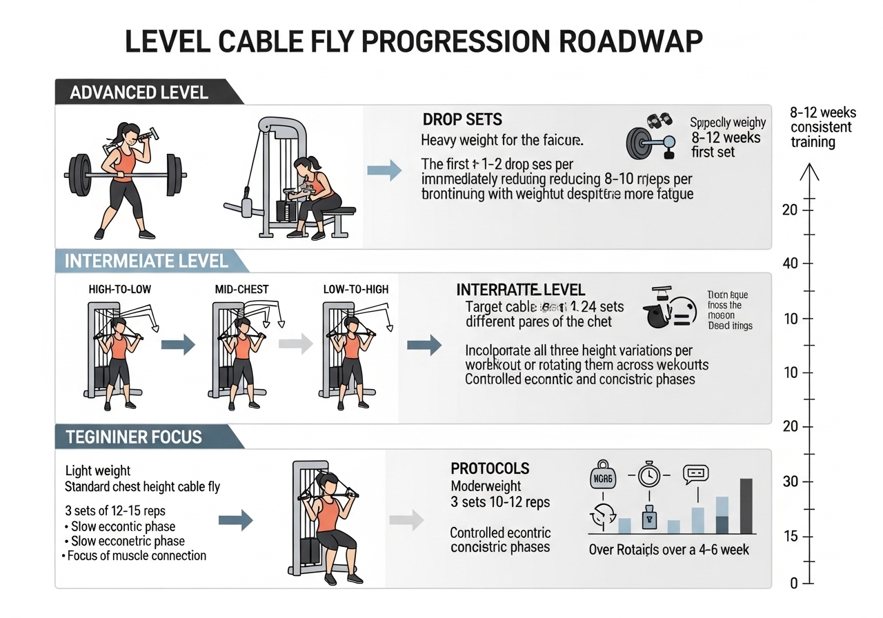 cable fly 3 level progression beginner intermediate advanced roadmap