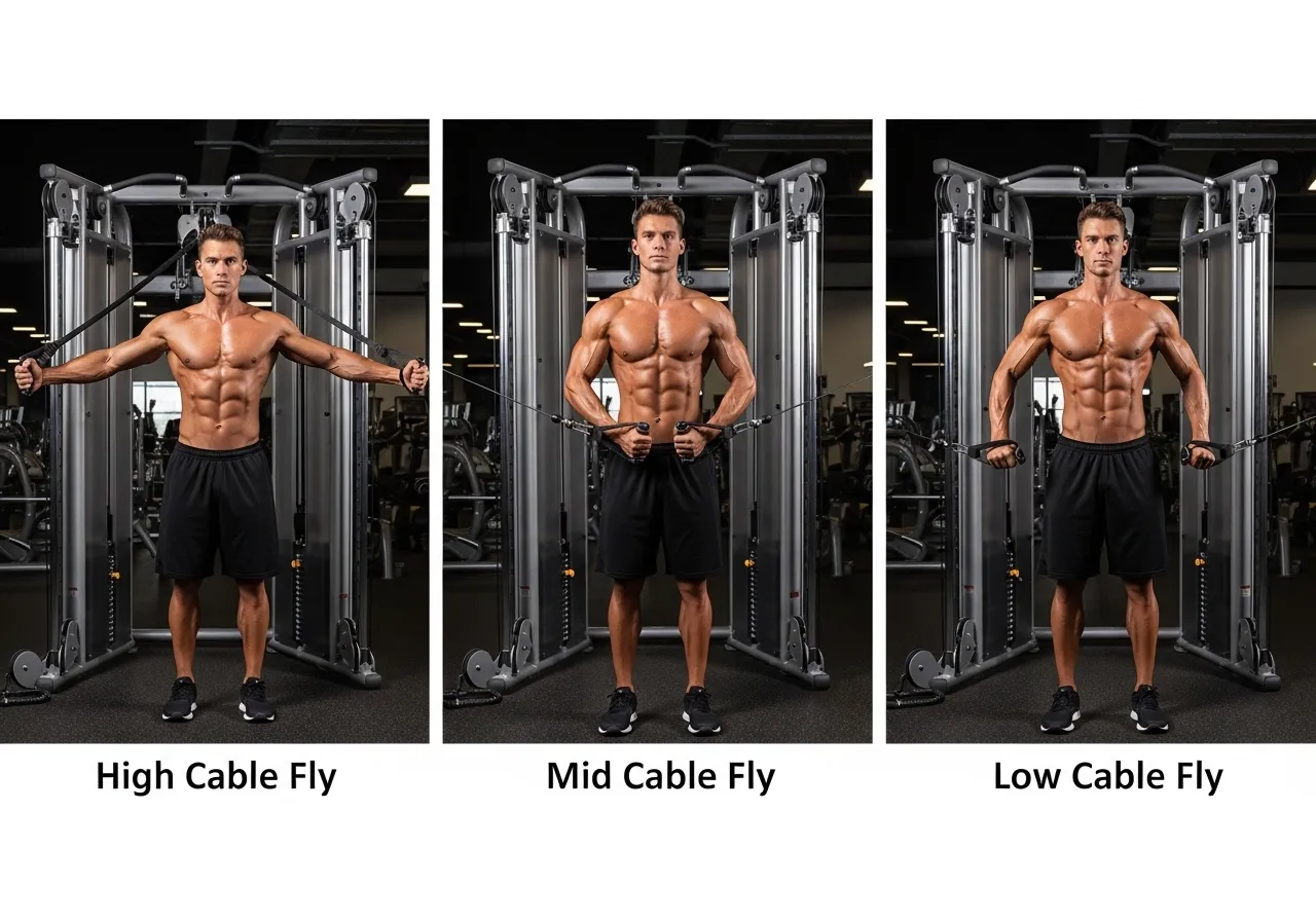 cable fly chest exercise high low pulley variations