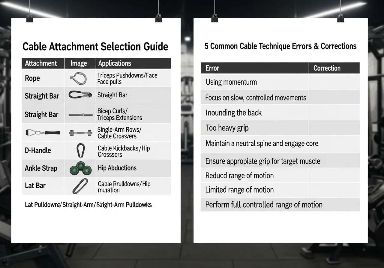 cable machine attachment selection rope bar dhandle ankle strap technique errors