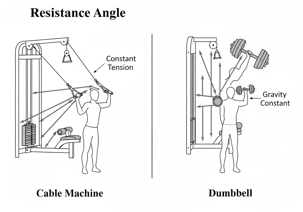 cable machine constant tension resistance mechanics angle