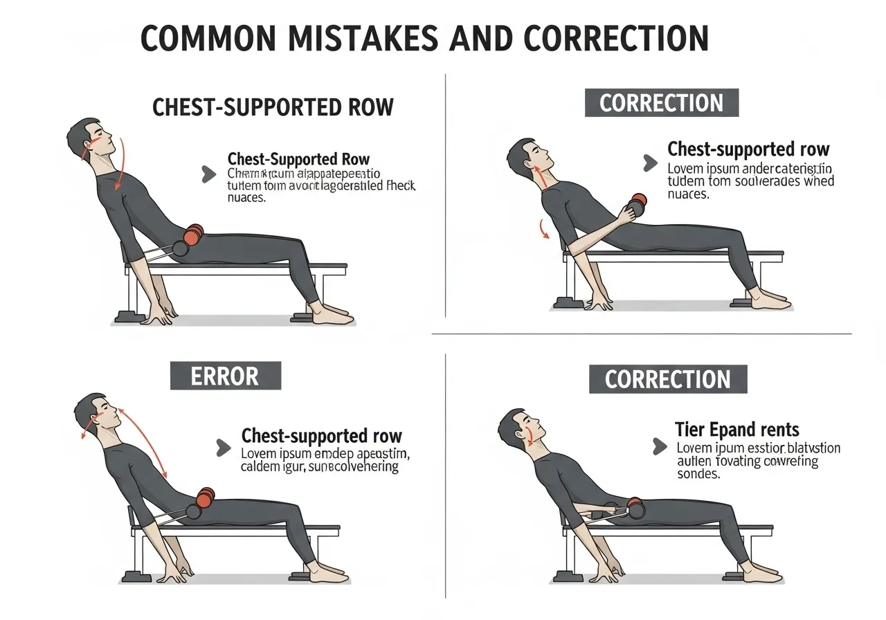 chest supported row mistakes too much weight arm initiation rushing eccentric head position corrections
