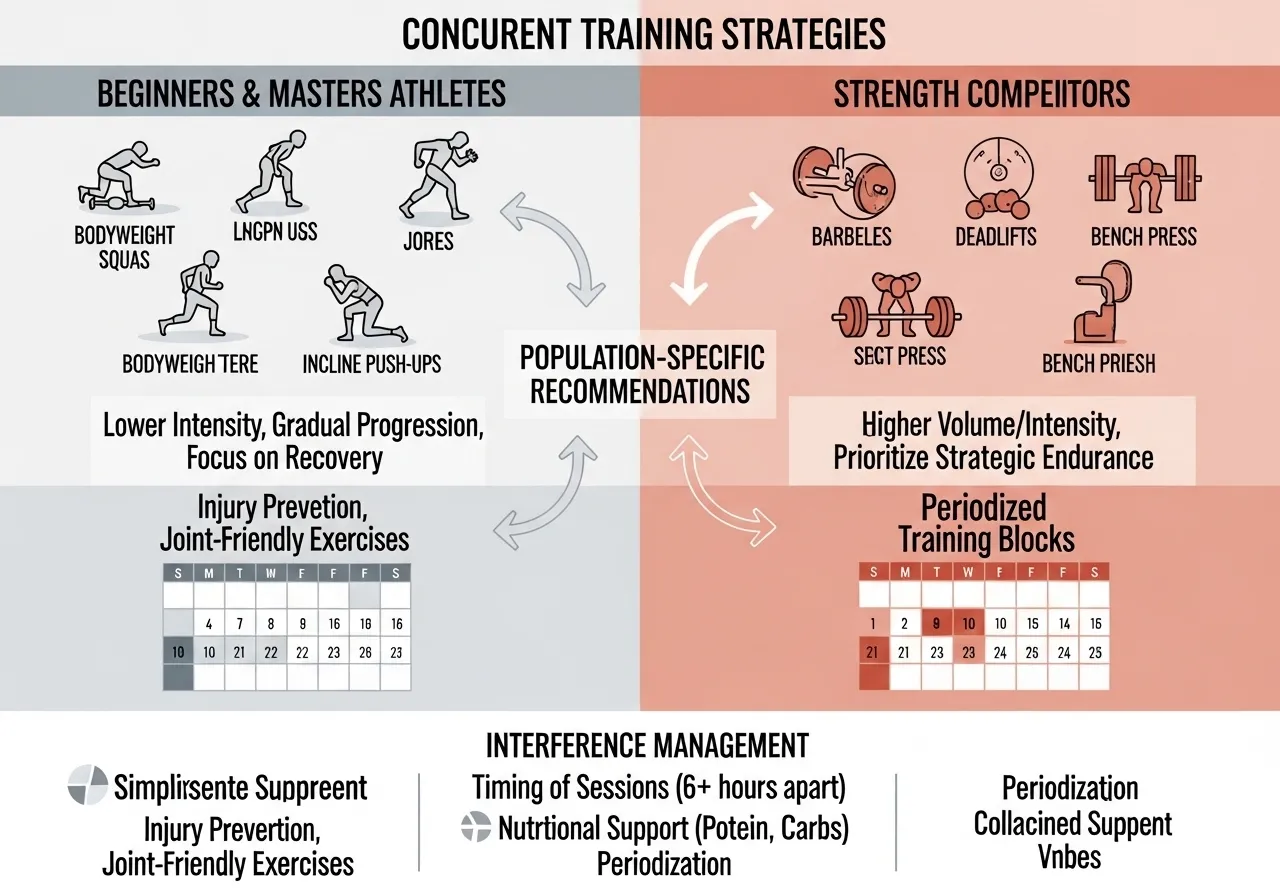 concurrent training beginners masters athletes strength competitors population-specific recommendations interference management