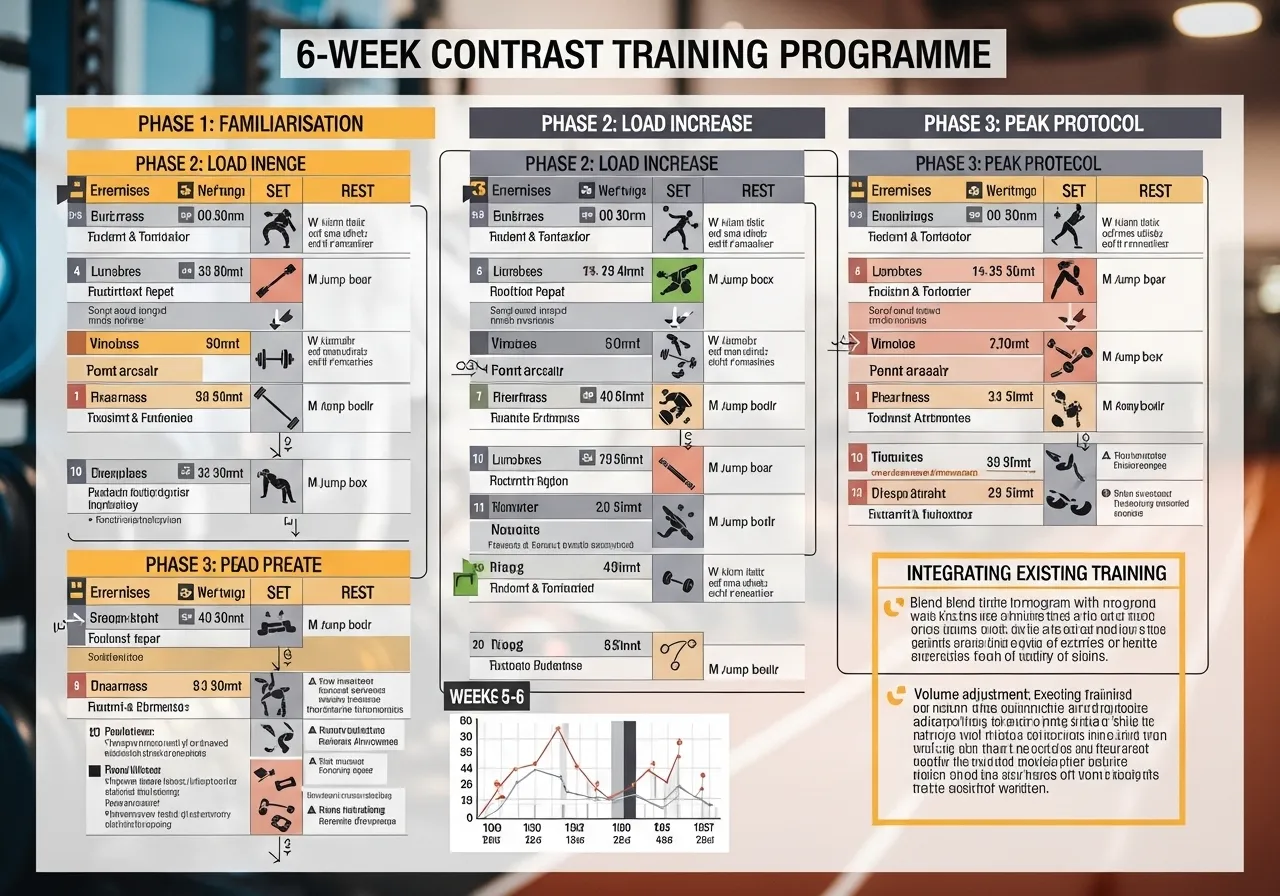contrast training 6 week programme three phases familiarisation load increase peak protocol how to integrate existing