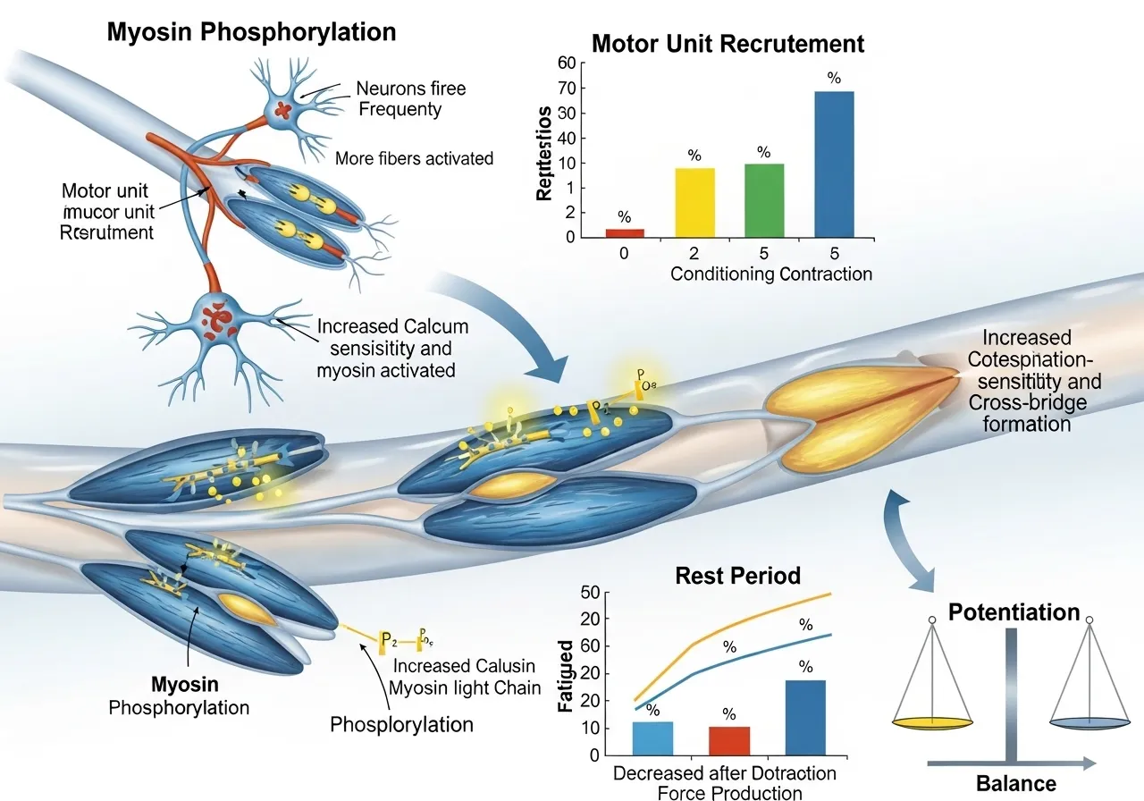 contrast training PAP mechanism myosin phosphorylation motor unit recruitment rest period fatigue potentiation balance