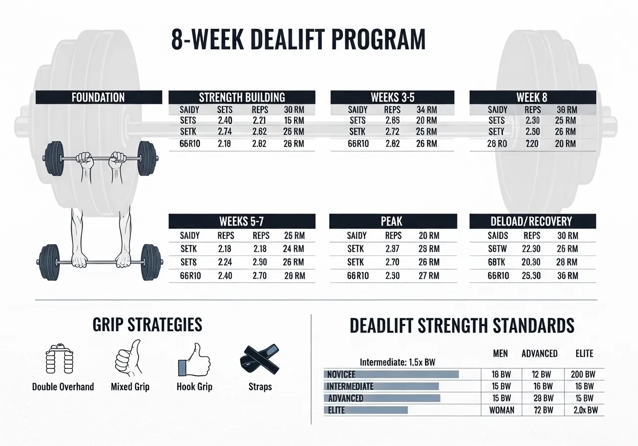 deadlift programming 8 week plan grip strategies strength standards older adults