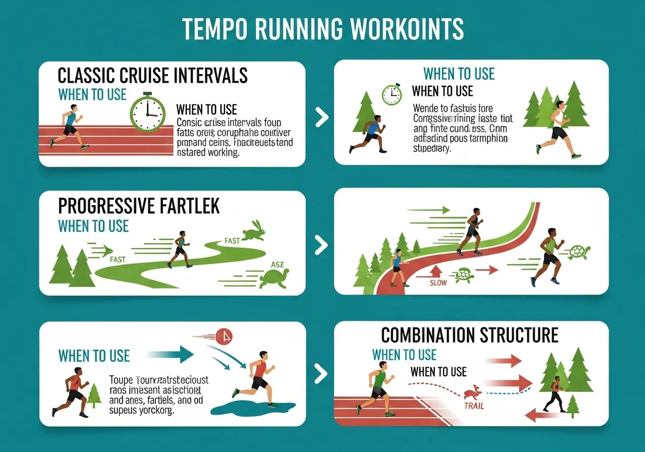five tempo running workouts classic cruise intervals progressive fartlek combination structure when to use