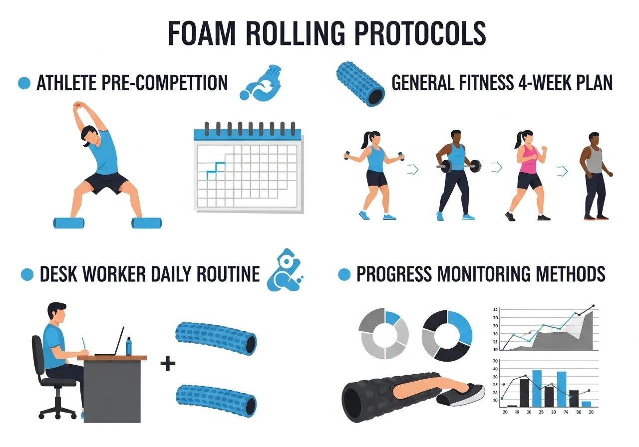 foam rolling protocols by goal athletes general fitness desk workers older adults progress monitoring
