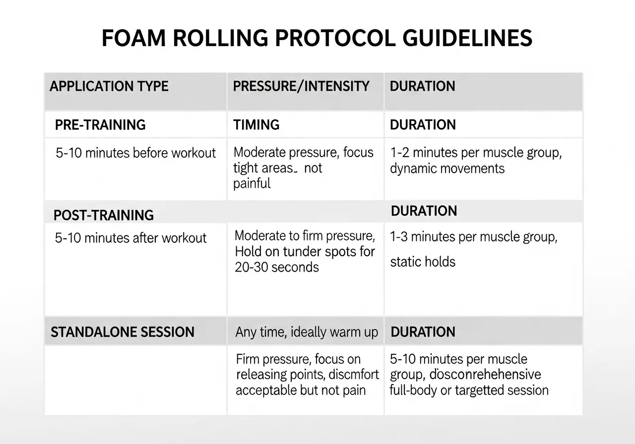 foam rolling protocols pre training post training standalone timing pressure guidelines