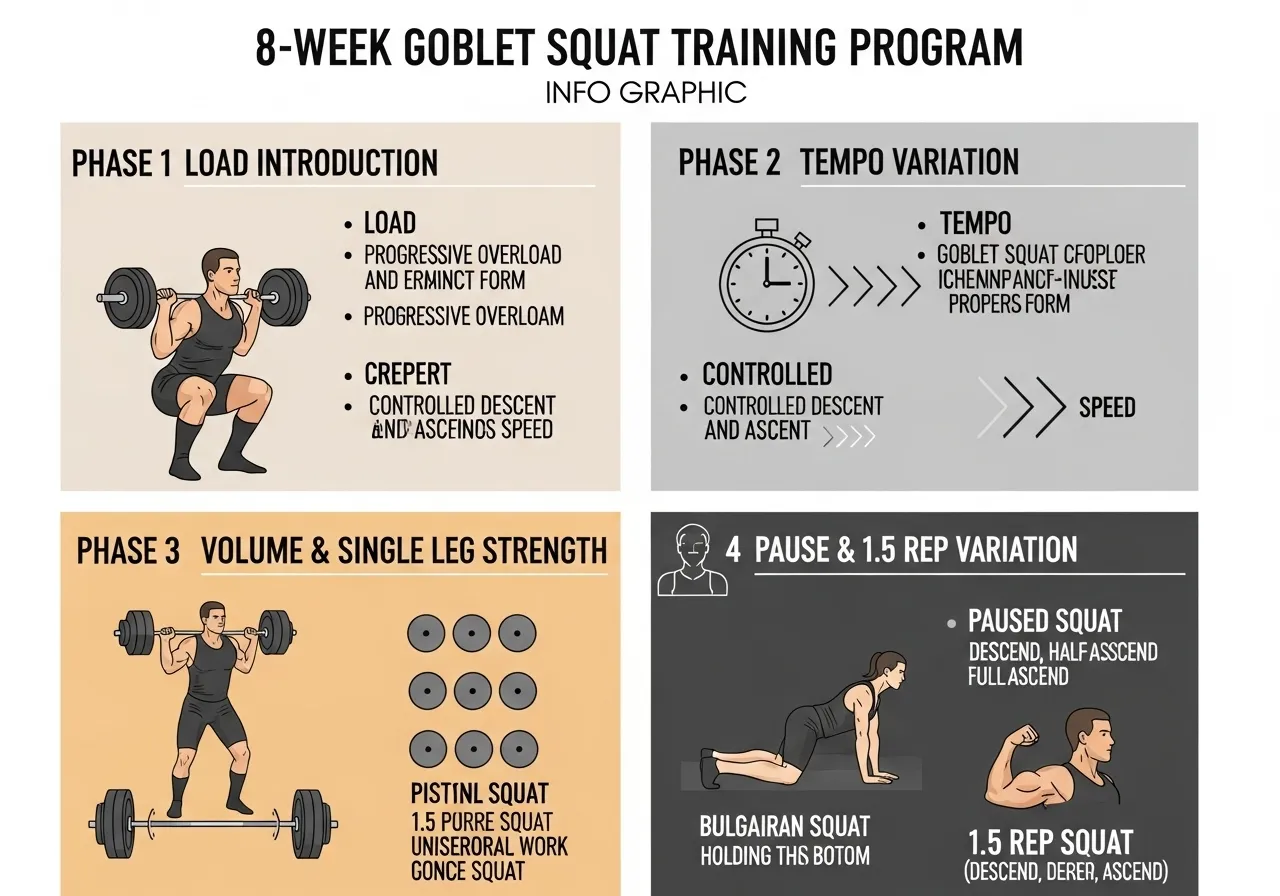 goblet squat 8 week programme four phases pause load introduction volume strength transition plan