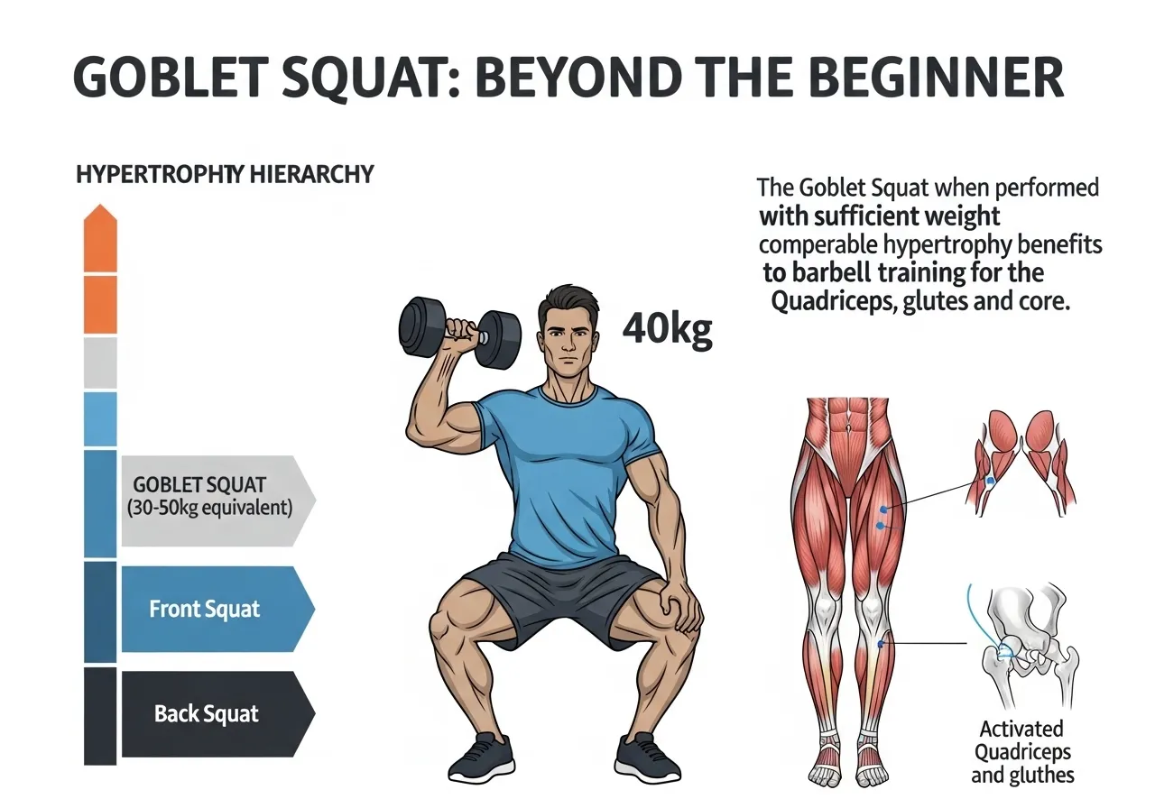 goblet squat vs back squat muscle building tool hypertrophy comparison training hierarchy beginner advanced