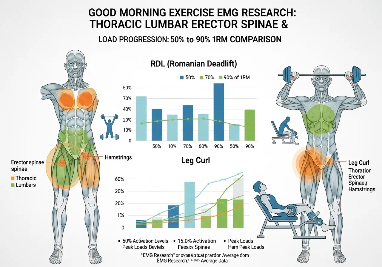 good morning EMG research erector spinae hamstring activation load effect 50-90 percent 1RM kinematics