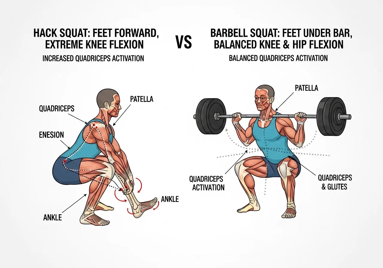 hack squat mechanics guided sled quad dominant forward foot position