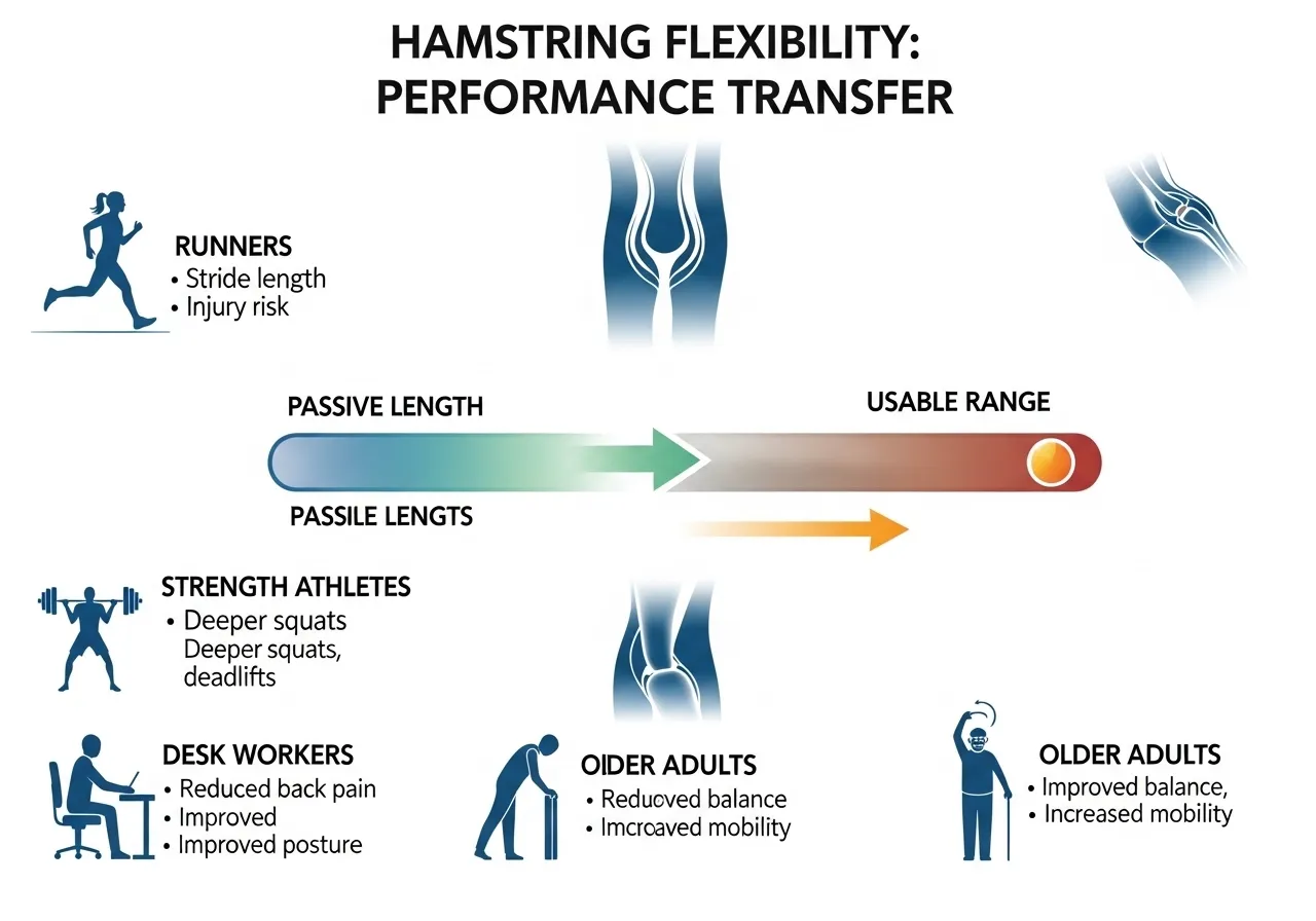 hamstring flexibility performance transfer injury prevention usable range eccentric strength who benefits most