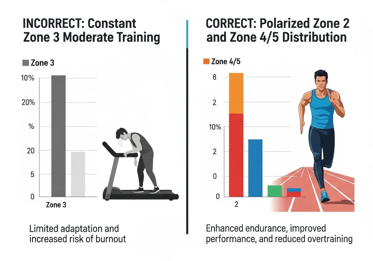 heart rate zone mistakes Zone 3 gray zone overtraining resting HR