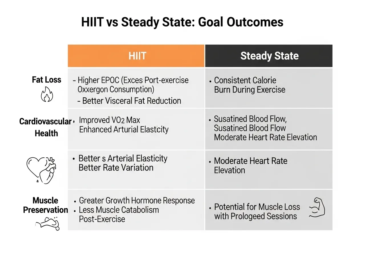 HIIT vs steady state fat loss body composition goal selection