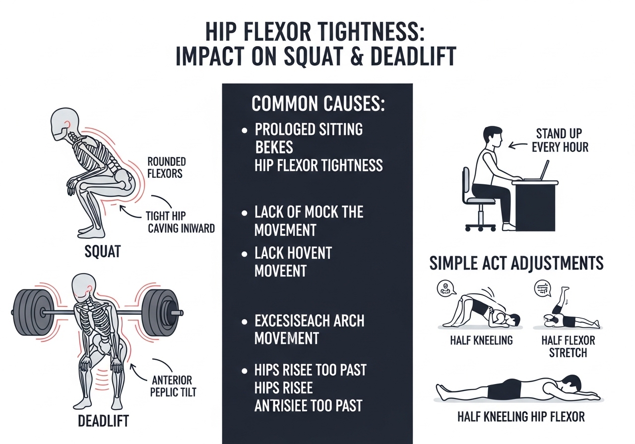 hip flexor tightness effects squat deadlift anterior pelvic tilt lifestyle adjustments