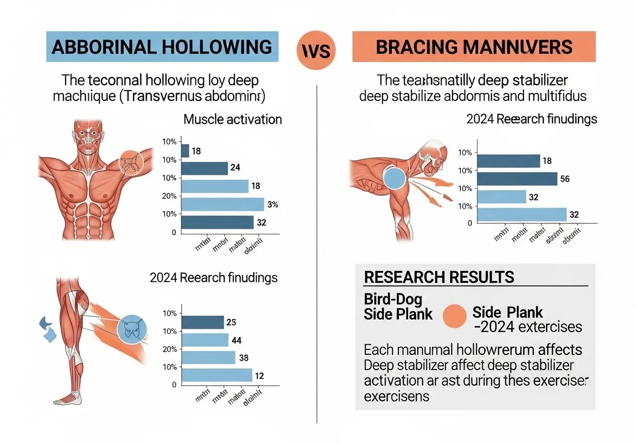 hollowing vs bracing core activation maneuver comparison 2024 research