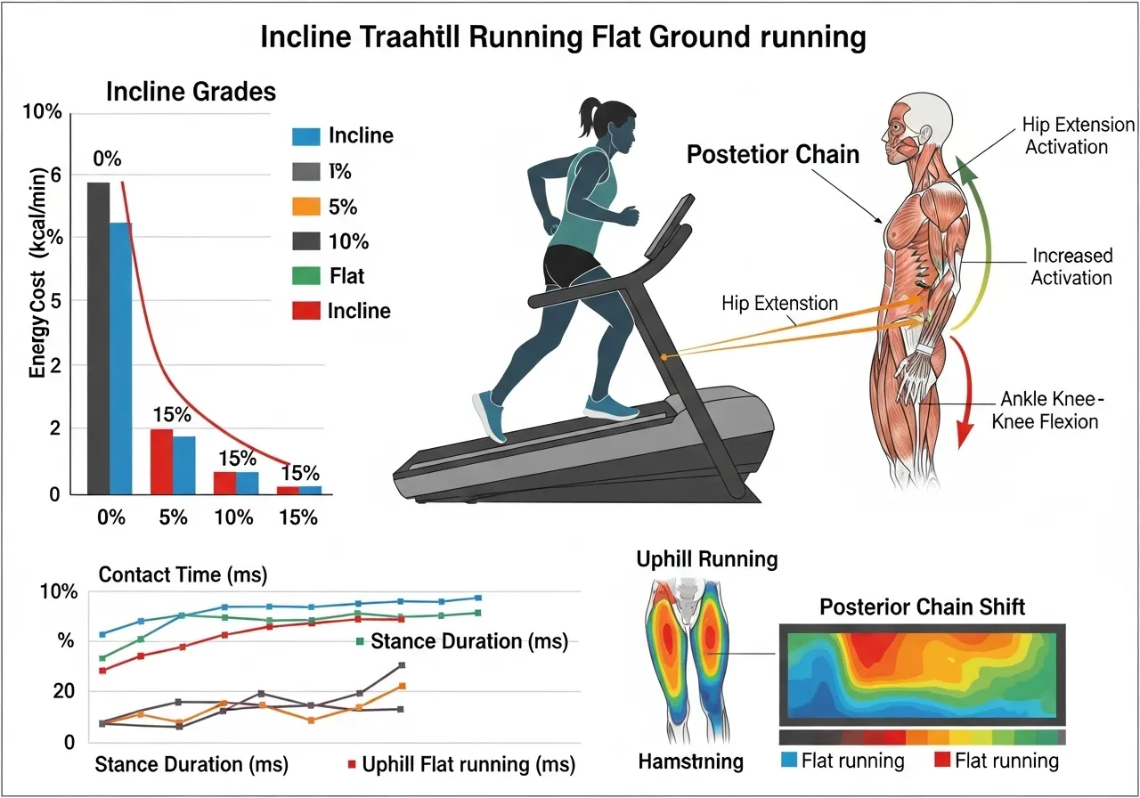 incline treadmill running biomechanics energy cost graded running posterior chain uphill running economy