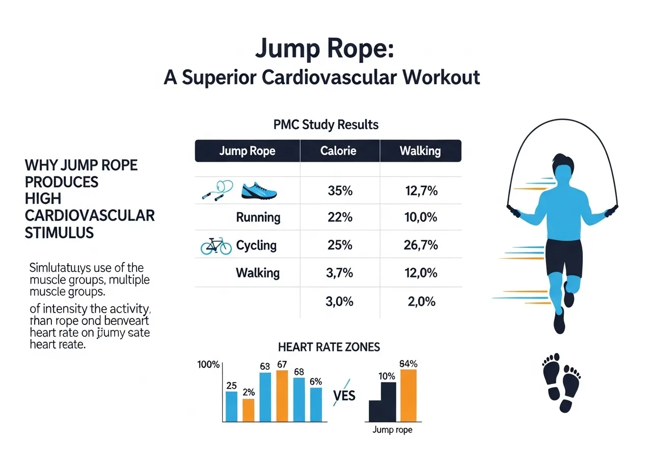 jump rope cardiovascular benefits research calorie burn comparison table