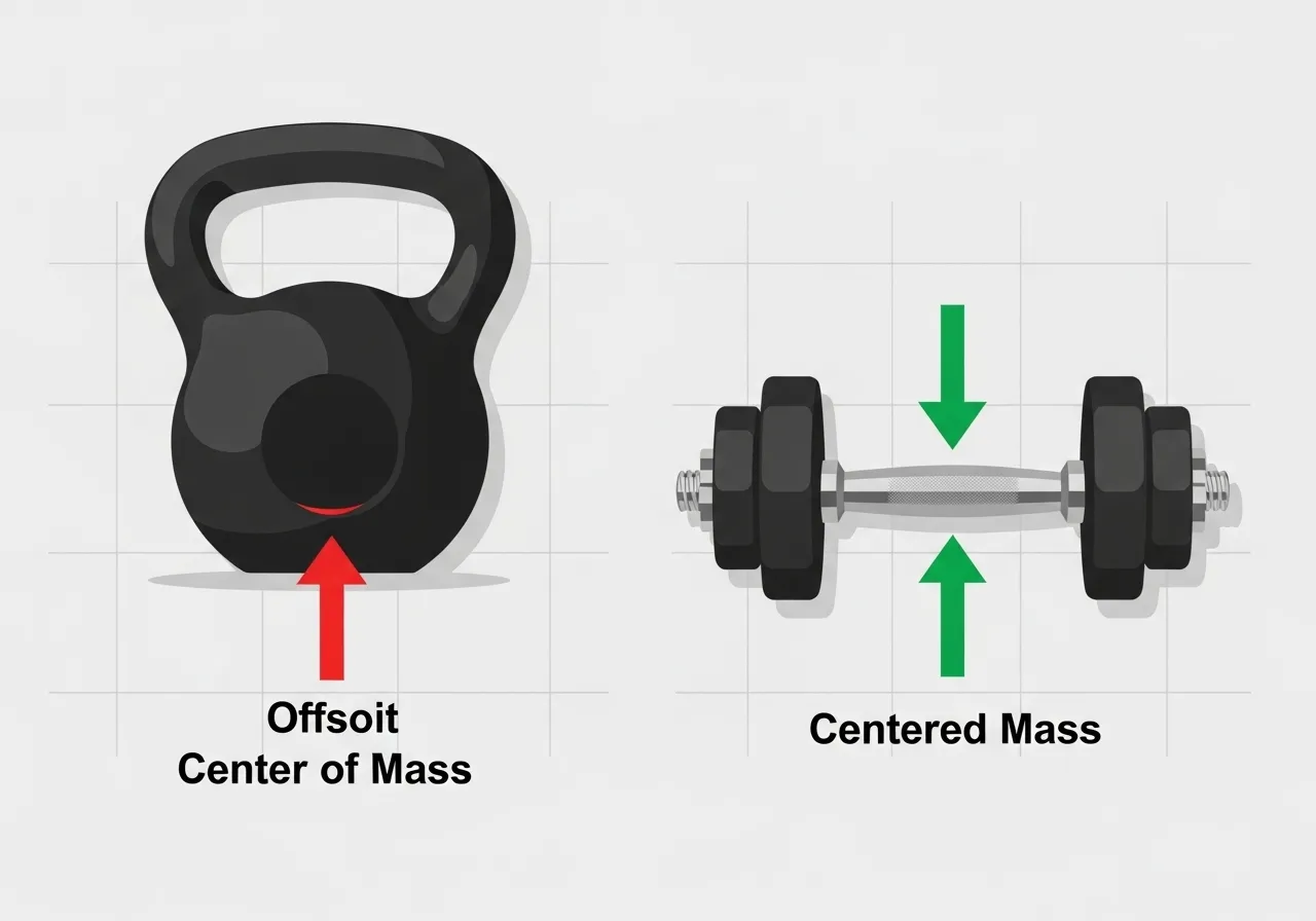 kettlebell offset mass mechanics efficiency versatility training tool