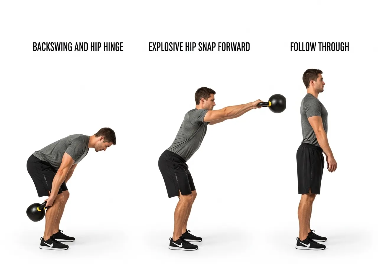 kettlebell swing two handed hip hinge explosive hip extension technique