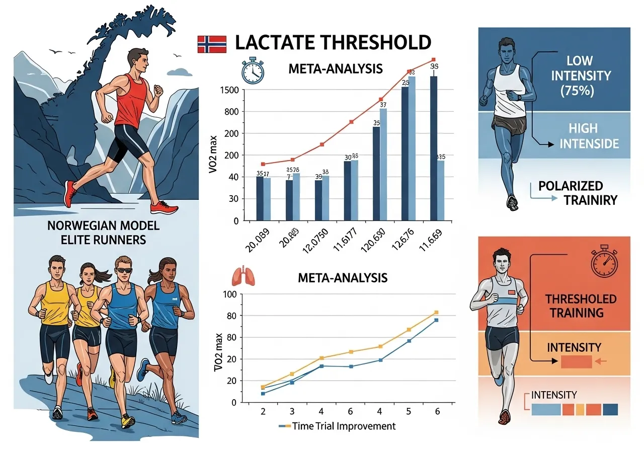 lactate guided threshold interval training Norwegian model elite runners polarised training meta-analysis research
