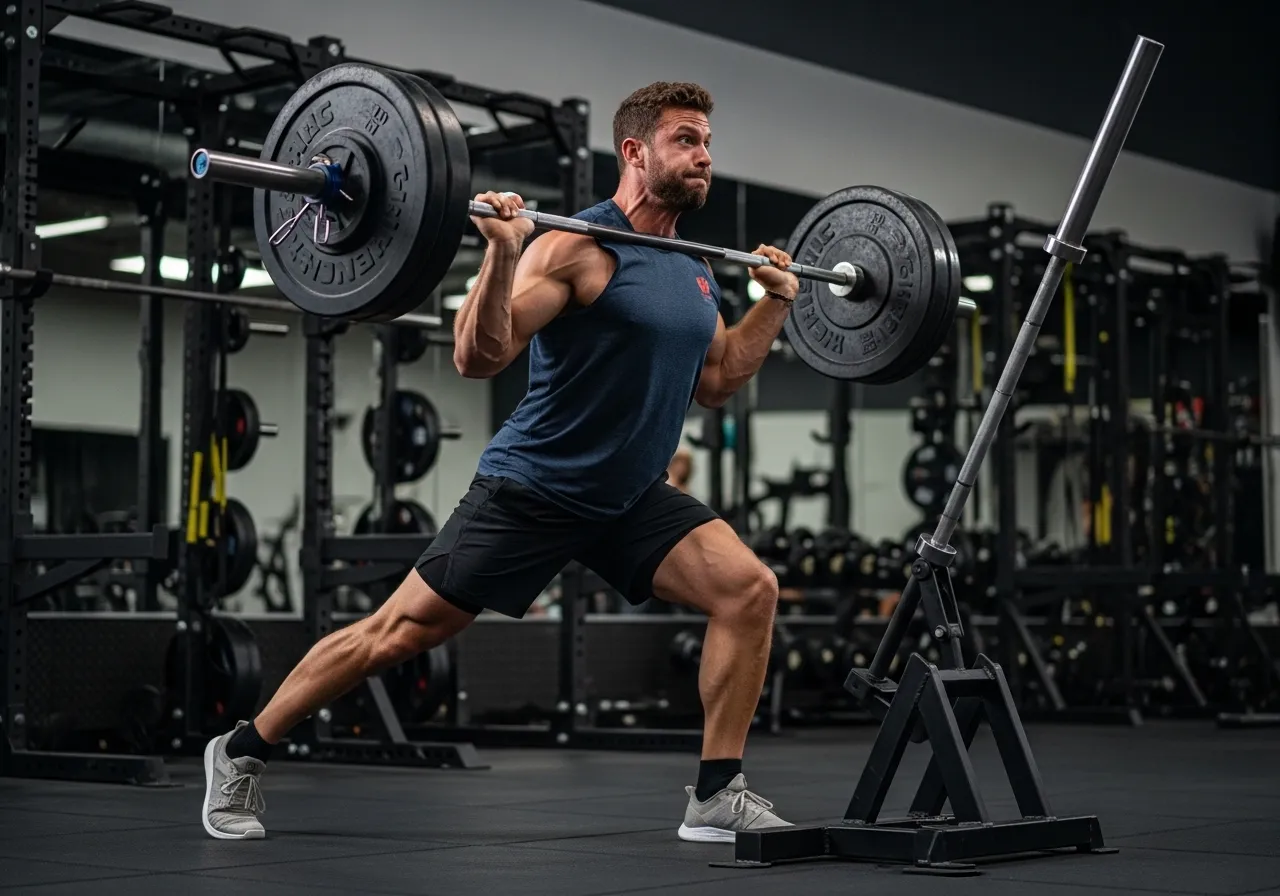 landmine athletic power rotational clean press single leg deadlift sport