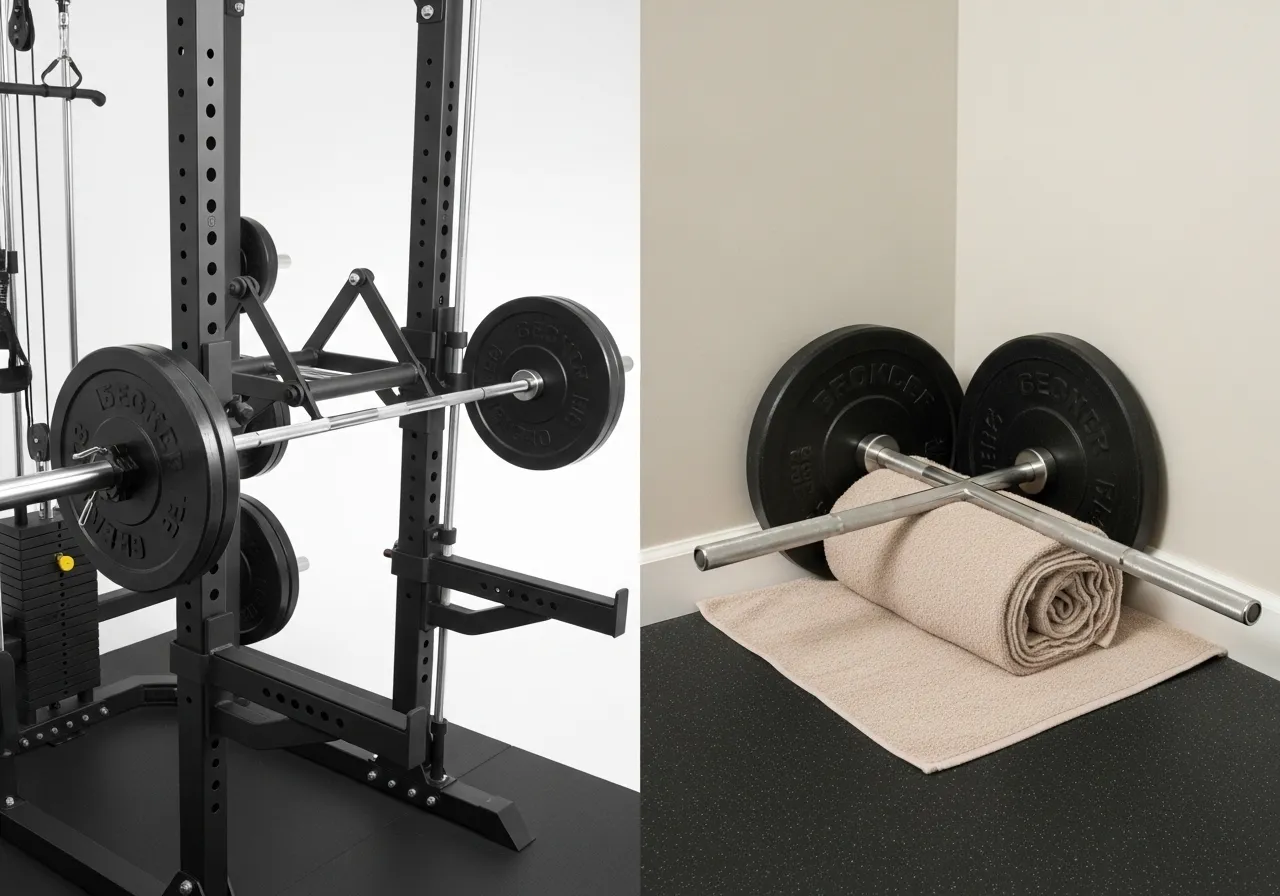 landmine setup commercial attachment corner improvised home gym loading