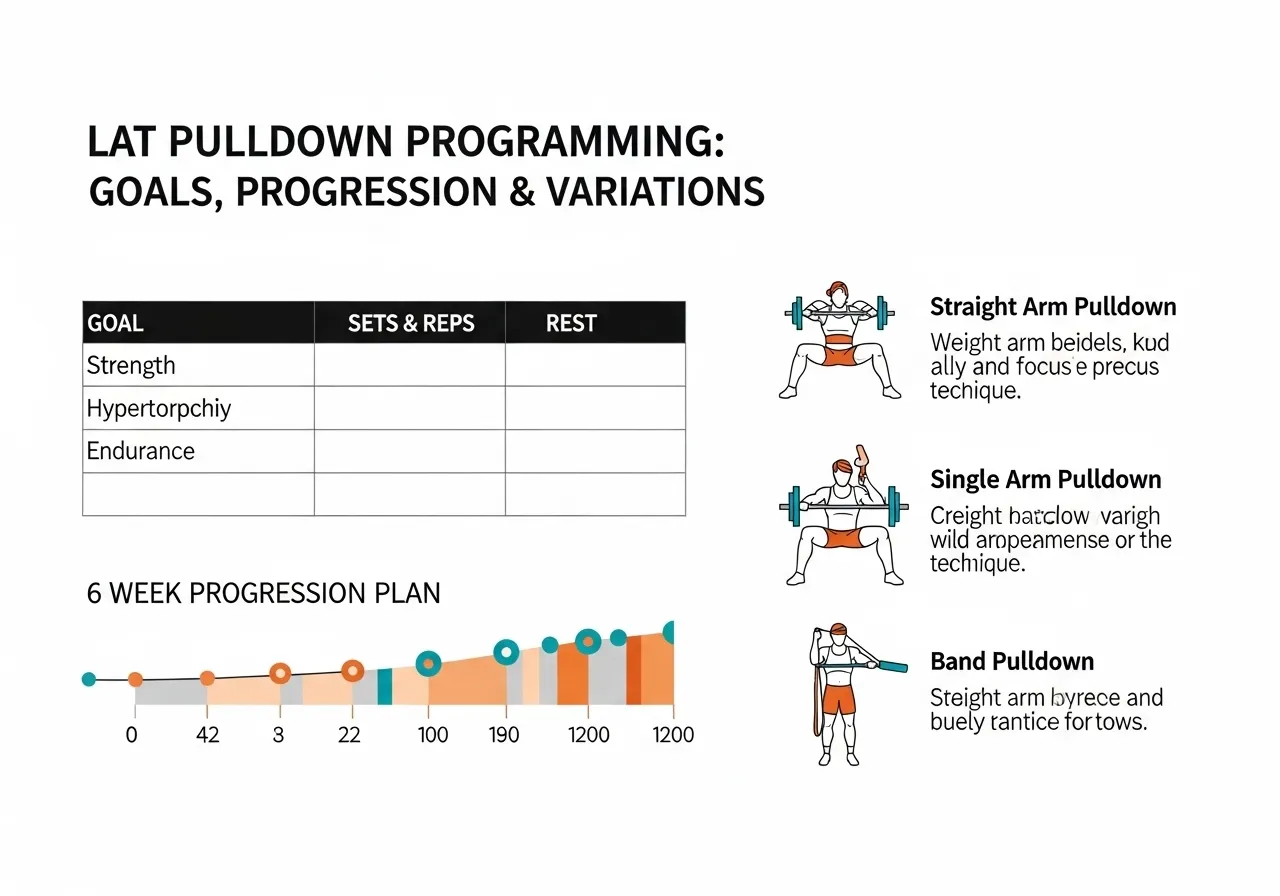 lat pulldown programming sets reps 6 week progression variations straight arm single arm