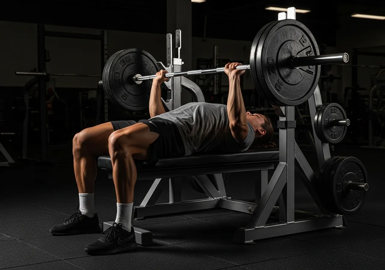 leg drive bench press feet floor hip extension full body tension