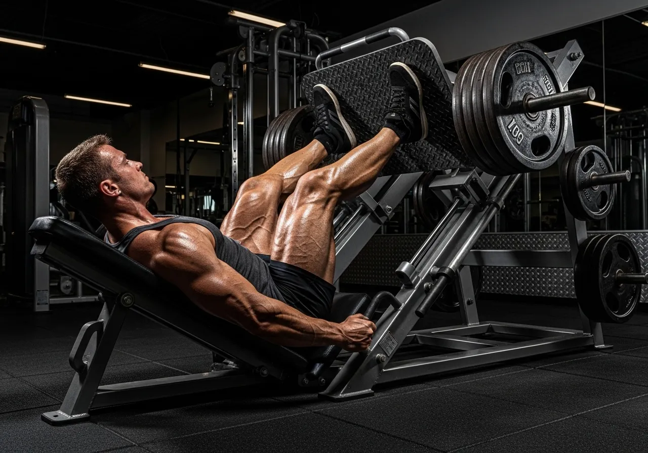 leg press bodybuilding hypertrophy drop sets high rep explosive training