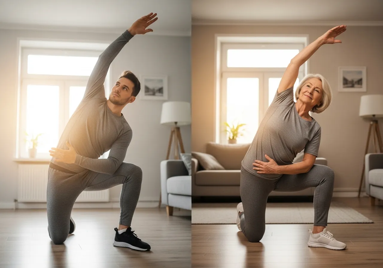 morning mobility adaptation older adults back pain knee modification