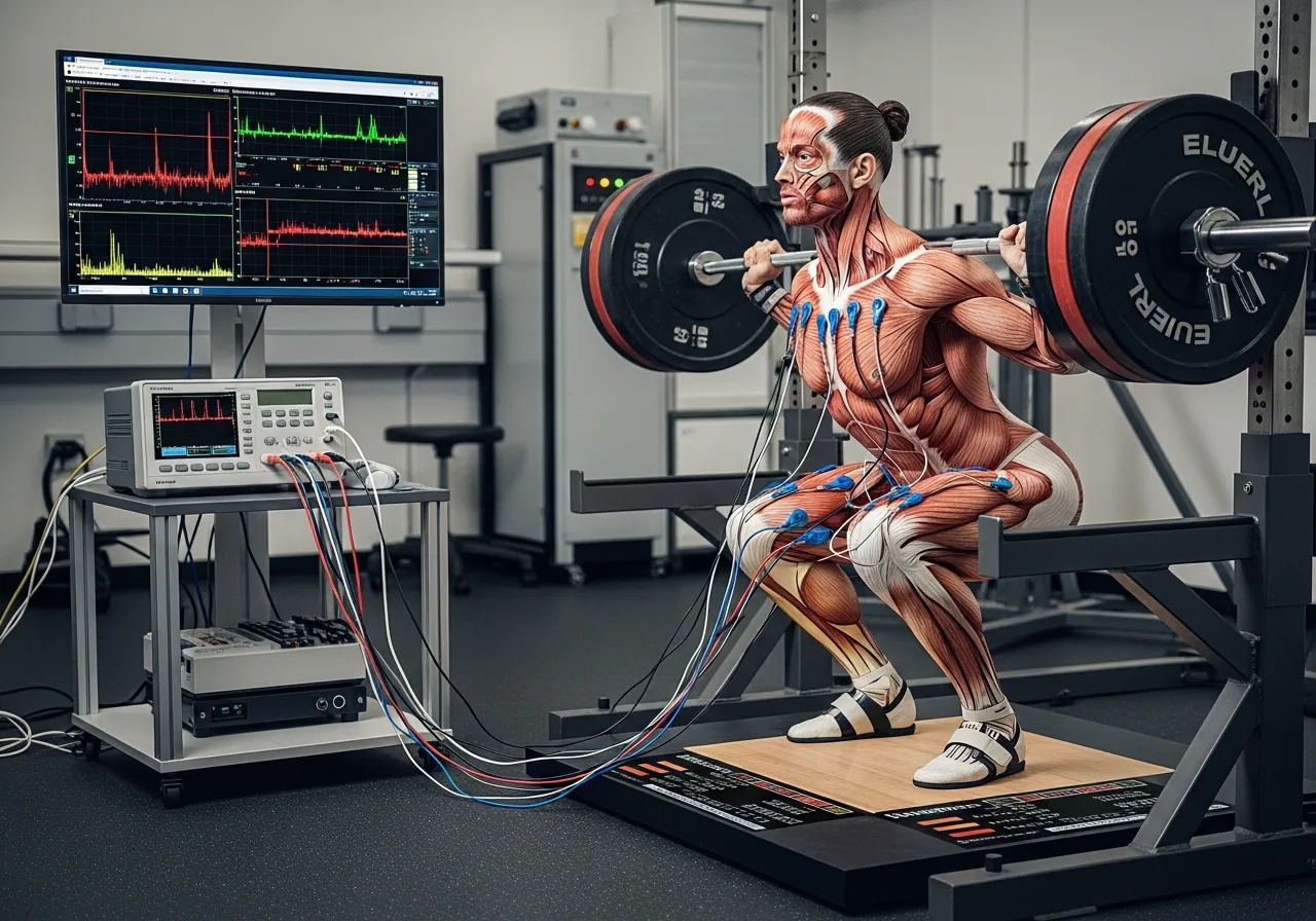 paused squat sticking region EMG research diminishing potentiation isometric force muscle activation barbell placement