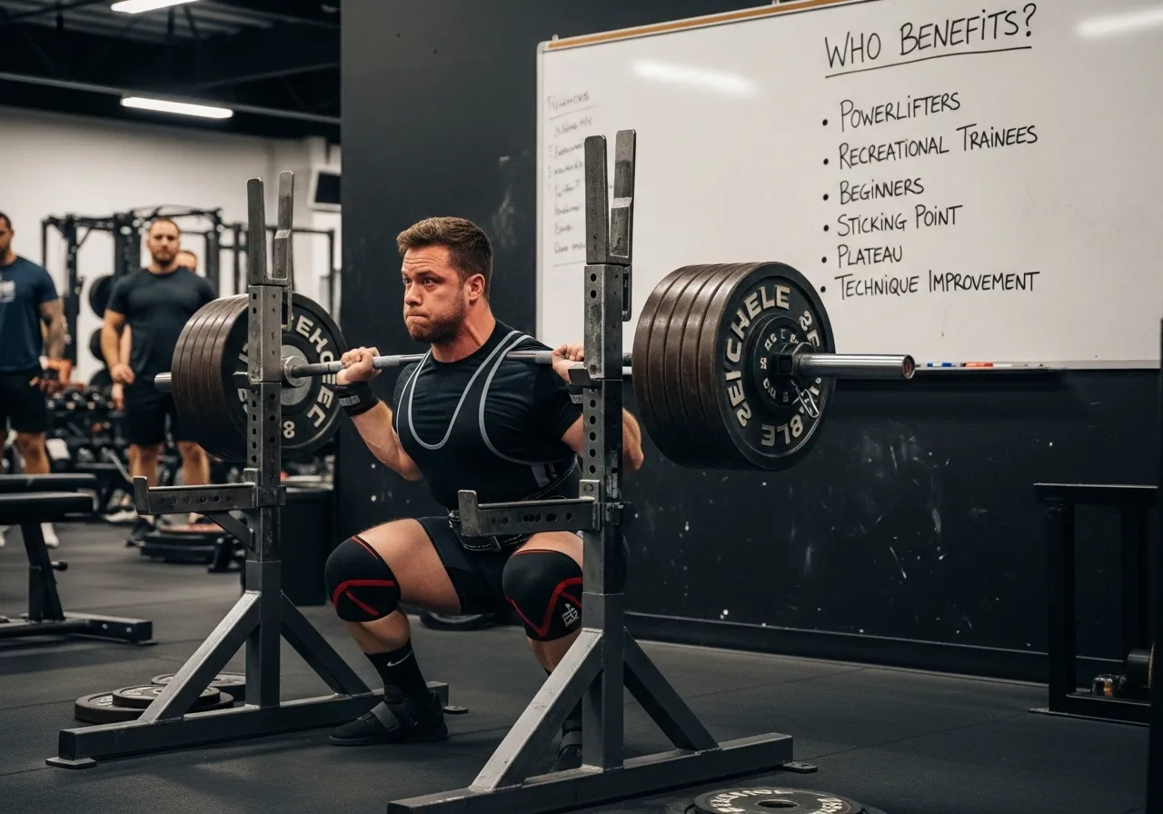 paused squat who benefits powerlifters recreational trainees beginners sticking point plateau technique improvement