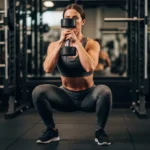 person performing goblet squat correct form dumbbell at chest elbows between knees full depth upright torso