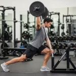Landmine Training Guide: Why a Barbell in a Corner Outperforms Most Gym Machines - 8 Exercises Explained person performing landmine single arm press correct form oblique arc staggered stance core braced gym training photography