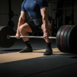 person performing sumo deadlift wide stance hip external rotation barbell strength training posterior chain