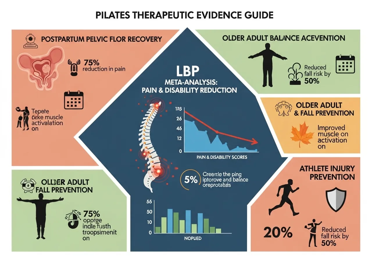 Pilates lower back pain evidence meta-analysis disability postpartum older adults athletes